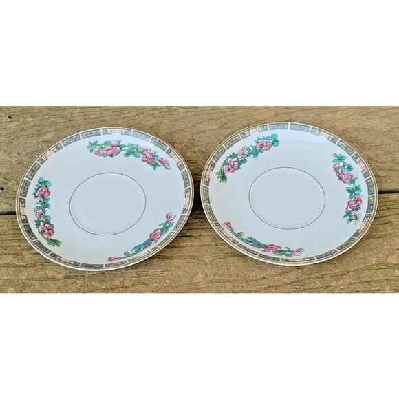 WARWICK VINTAGE (1950) Set of 2 Saucers Indian TREE PATTERN Lovely 6.5" - Picture 1 of 4